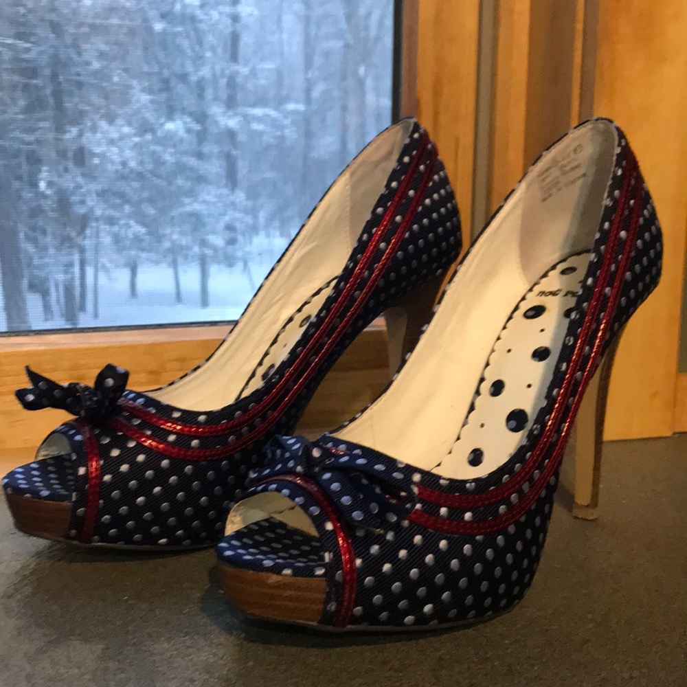 Not Rated Peep Toe Polka Dot Heels!